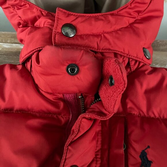Polo By Ralph Lauren Boys Red Down Puffer Jacket Size 18M Hooded Winter Coat - Picture 5 of 16